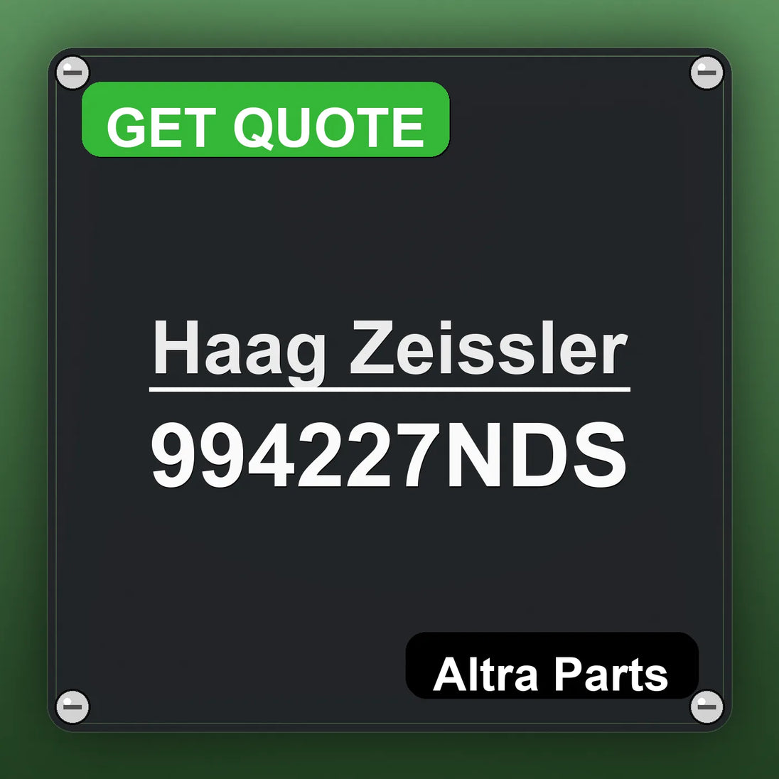 Haag Zeissler 994227NDS industrial nameplate style image – Altra Parts. GET QUOTE.