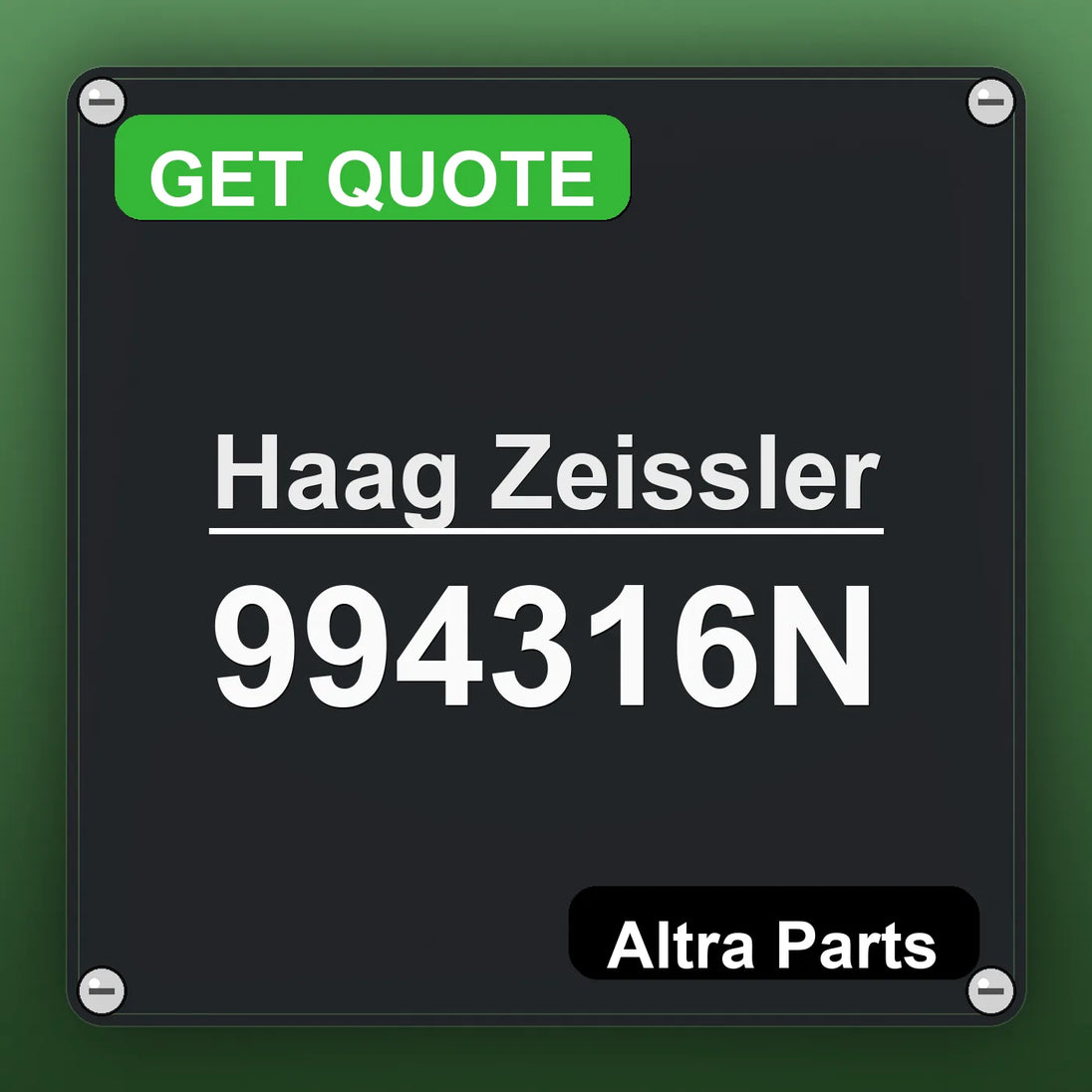 Haag Zeissler 994316N industrial nameplate style image – Altra Parts. GET QUOTE.
