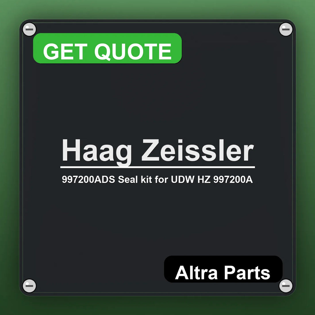 Haag Zeissler 997200ADS Seal kit for UDW HZ 997200A industrial nameplate style image – Altra Parts. GET QUOTE.