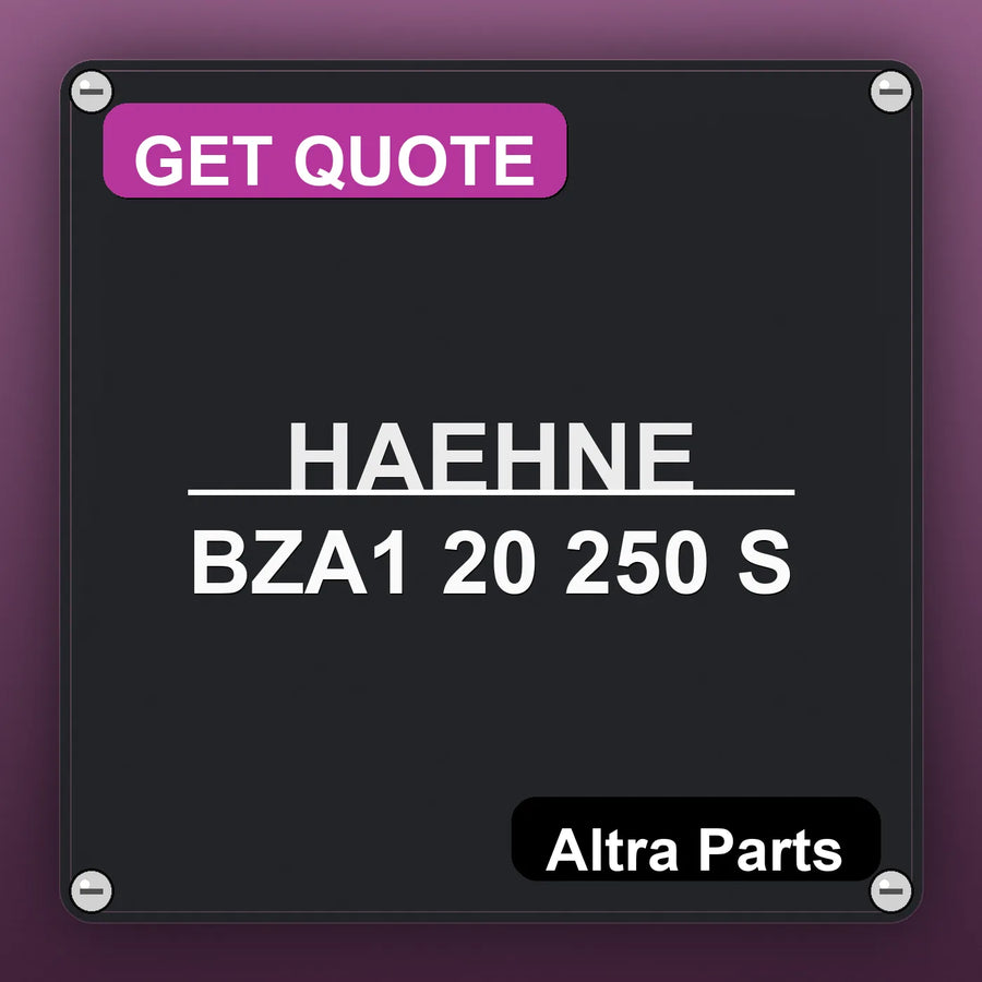 HAEHNE BZA1 20 250 S industrial nameplate style image – Altra Parts. GET QUOTE.