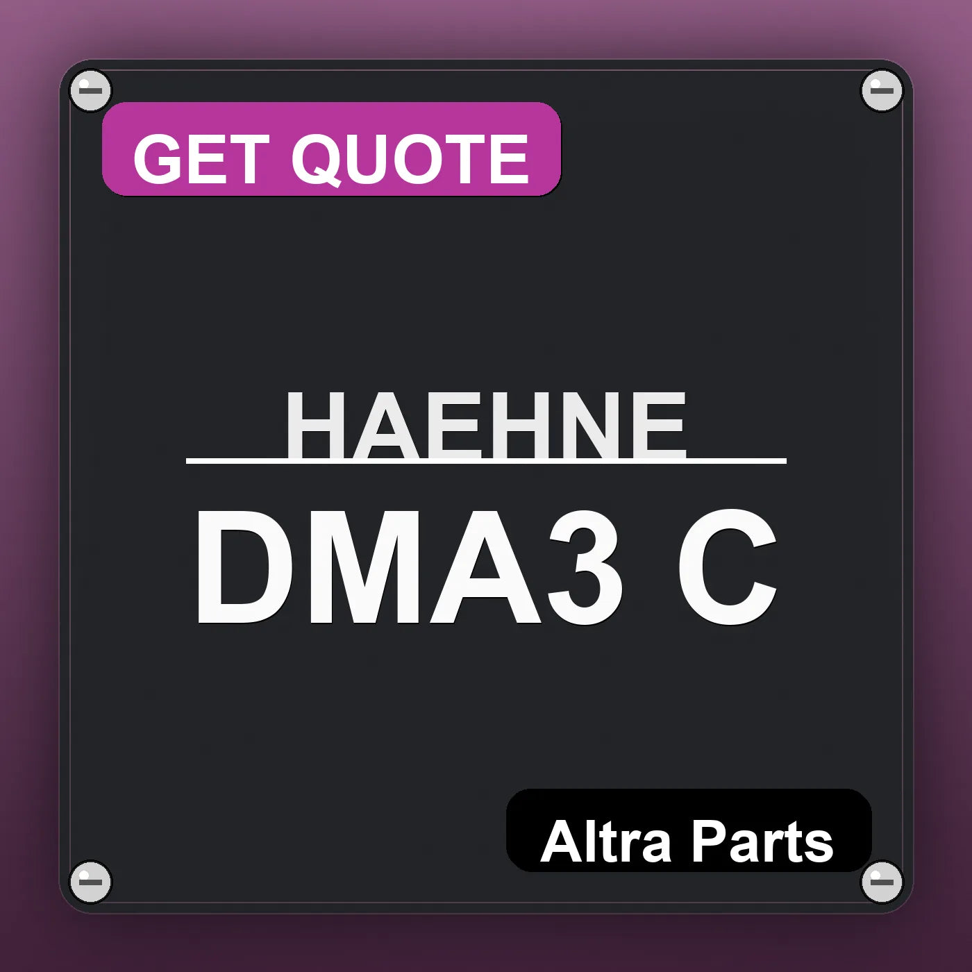 HAEHNE DMA3 C industrial nameplate style image – Altra Parts. GET QUOTE.
