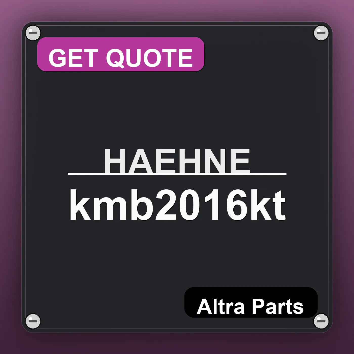 HAEHNE kmb2016kt industrial nameplate style image – Altra Parts. GET QUOTE.