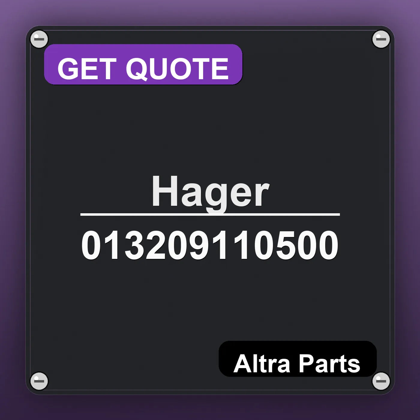 Hager 013209110500 industrial nameplate style image – Altra Parts. GET QUOTE.