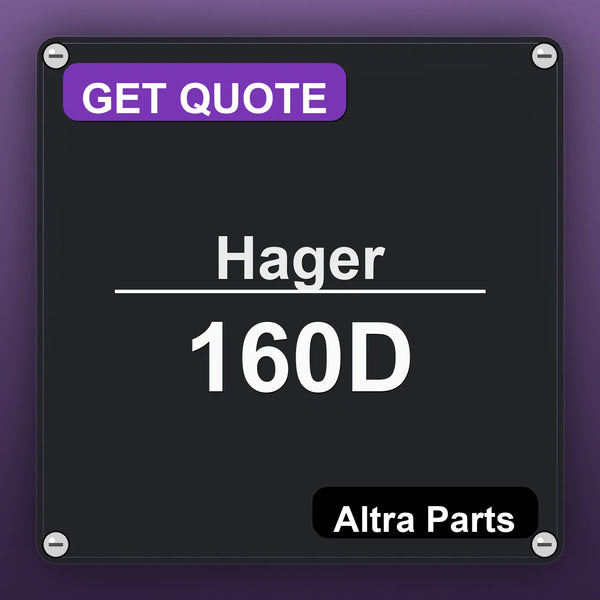 Hager 160D industrial nameplate style image – Altra Parts. GET QUOTE.