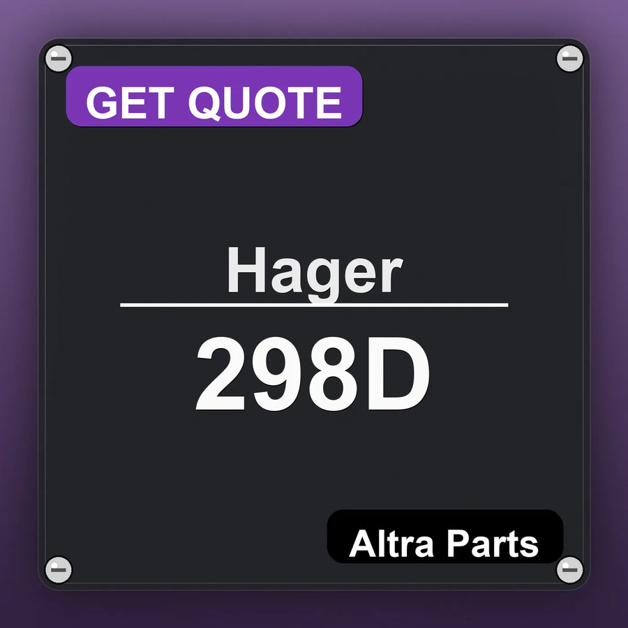 Hager 298D industrial nameplate style image – Altra Parts. GET QUOTE.