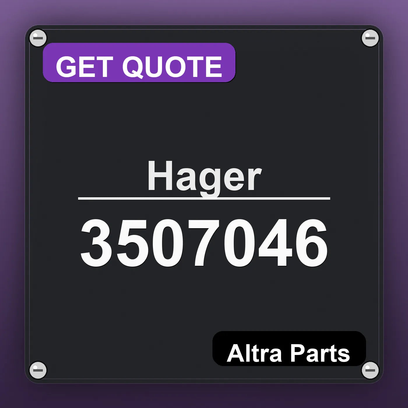 Hager 3507046 industrial nameplate style image – Altra Parts. GET QUOTE.