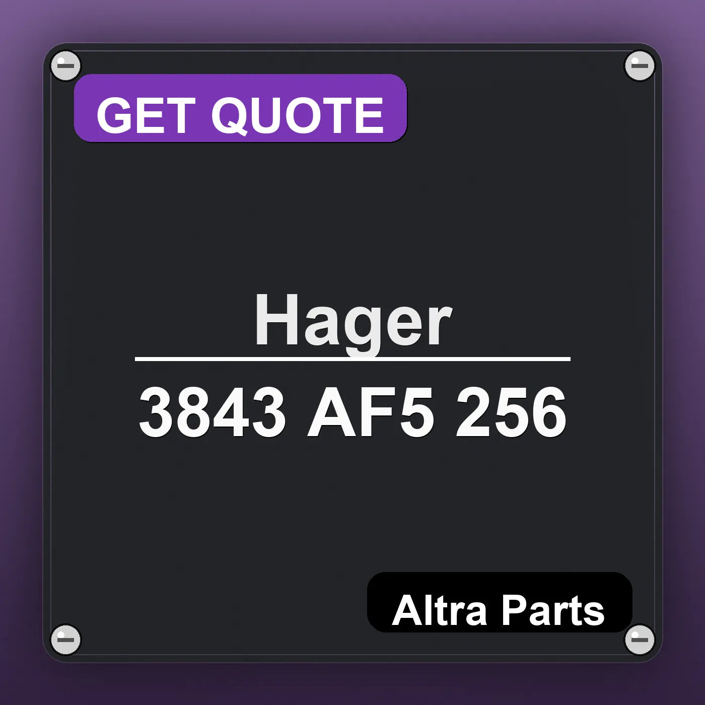 Hager 3843 AF5 256 industrial nameplate style image – Altra Parts. GET QUOTE.