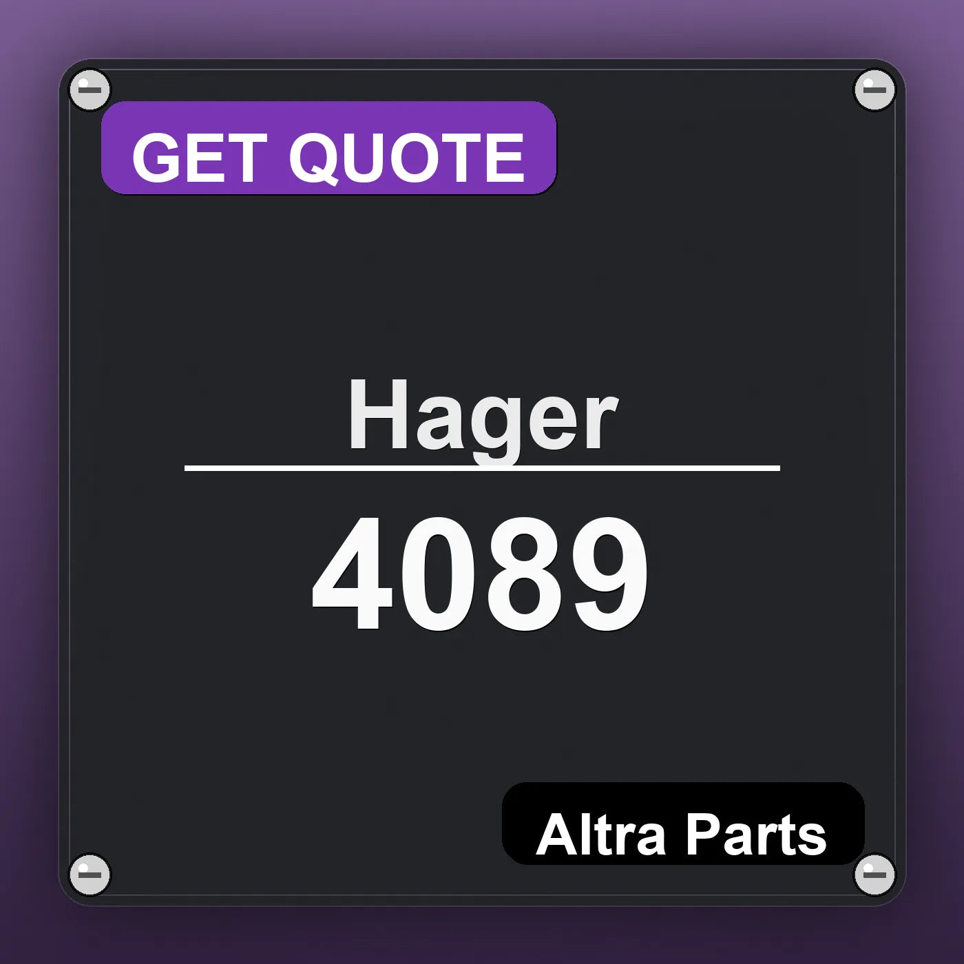 Hager 4089 industrial nameplate style image – Altra Parts. GET QUOTE.