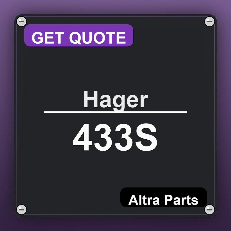 Hager 433S industrial nameplate style image – Altra Parts. GET QUOTE.