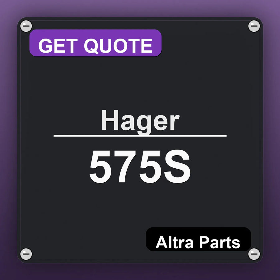 Hager 575S industrial nameplate style image – Altra Parts. GET QUOTE.