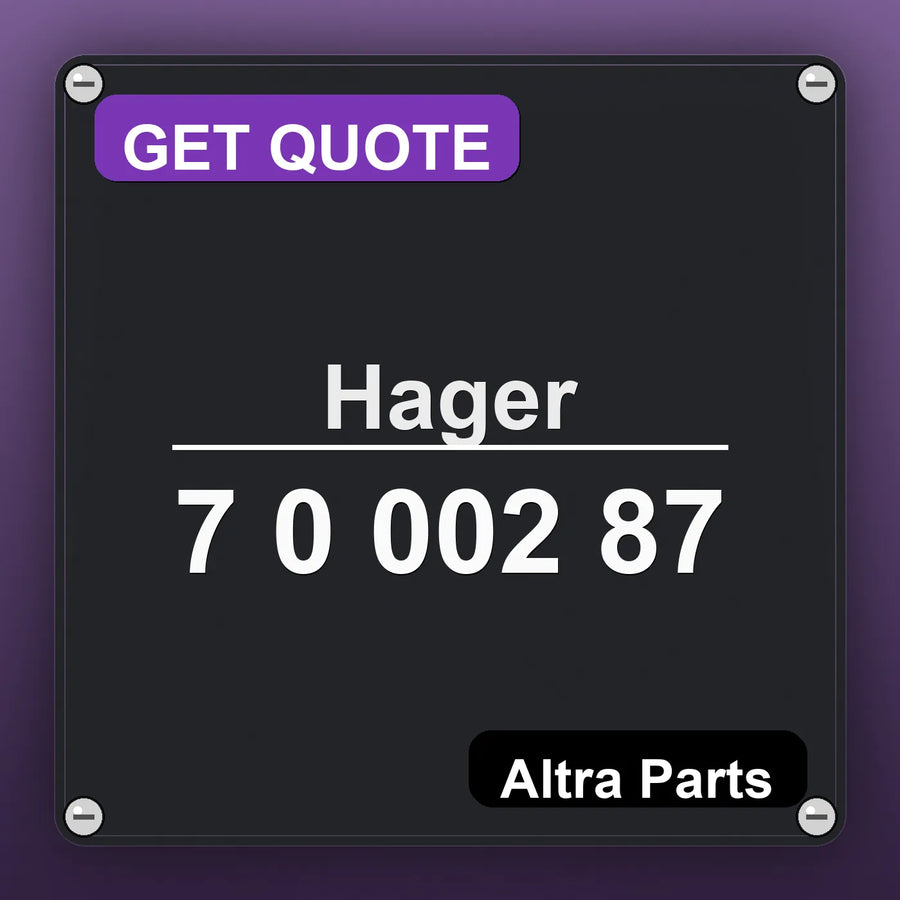 Hager 7 0 002 87 industrial nameplate style image – Altra Parts. GET QUOTE.