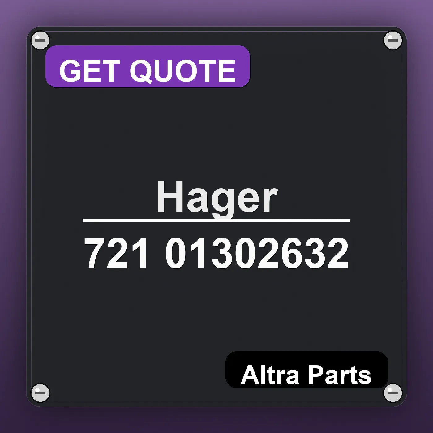 Hager 721 01302632 industrial nameplate style image – Altra Parts. GET QUOTE.