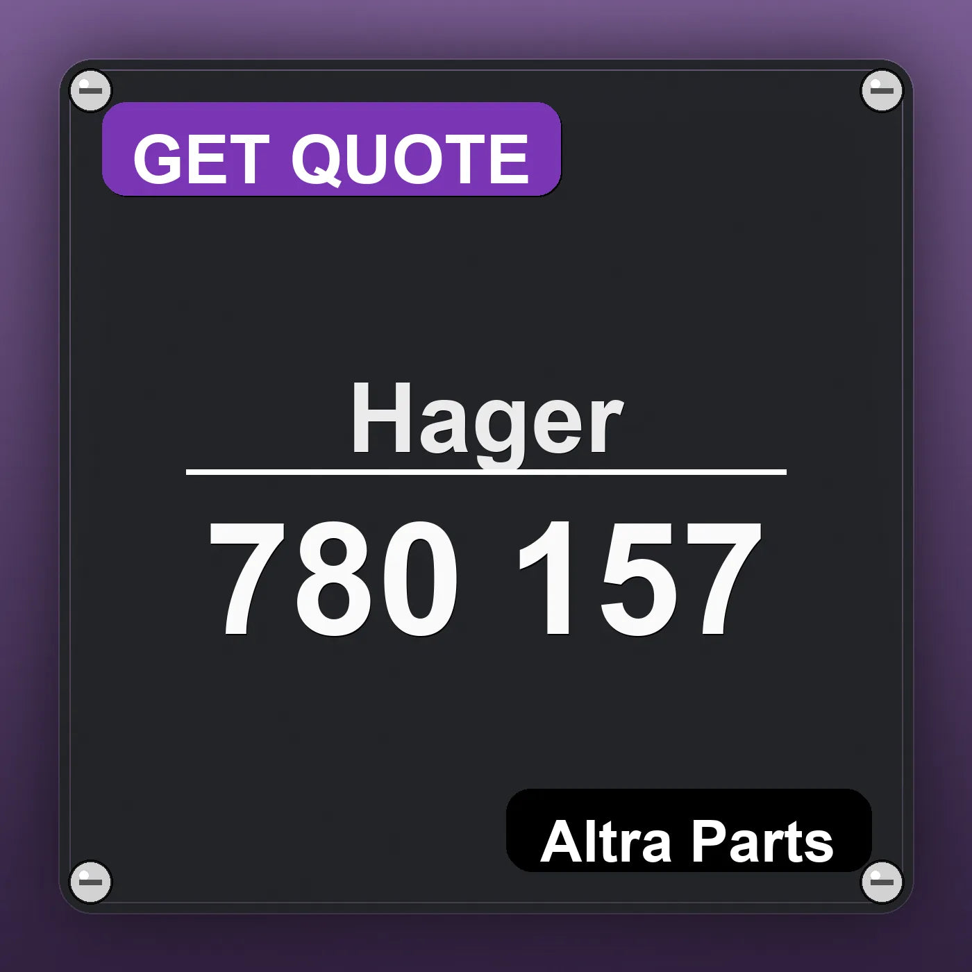 Hager 780 157 industrial nameplate style image – Altra Parts. GET QUOTE.