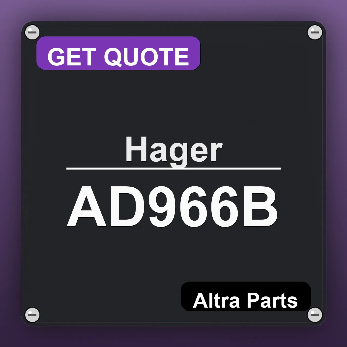 Hager AD966B industrial nameplate style image – Altra Parts. GET QUOTE.