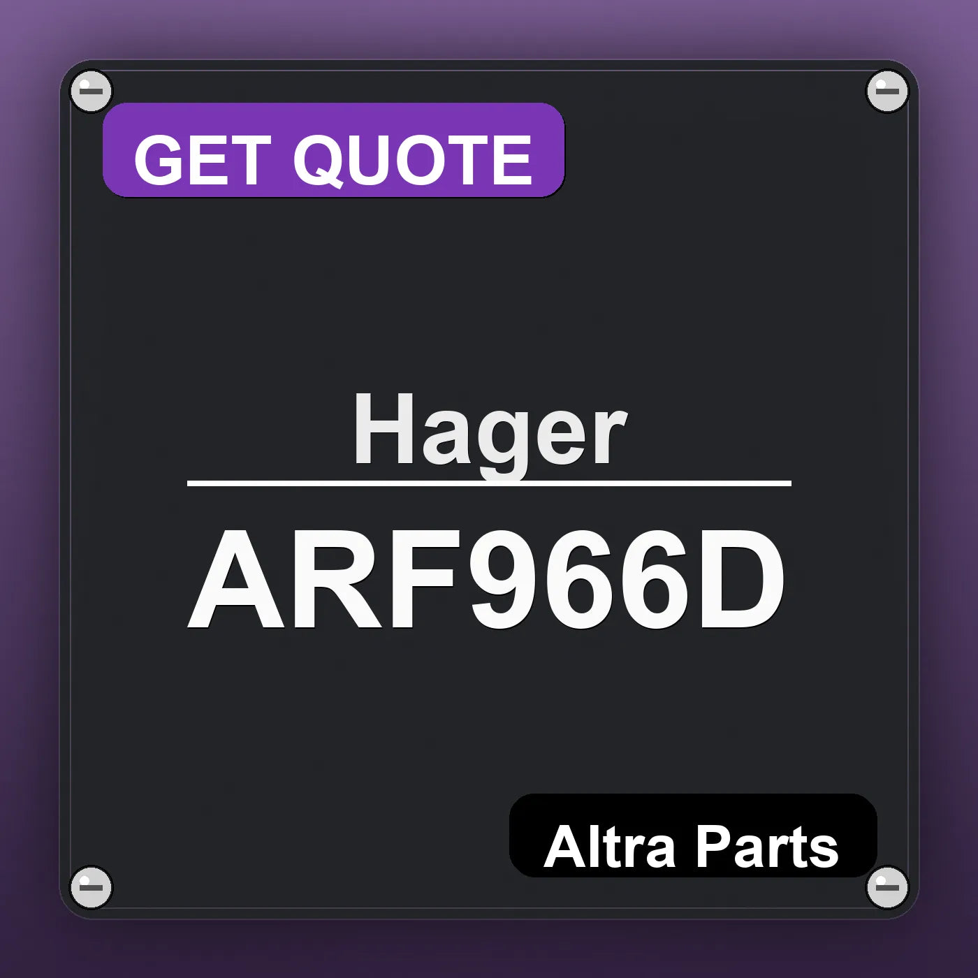 Hager ARF966D industrial nameplate style image – Altra Parts. GET QUOTE.