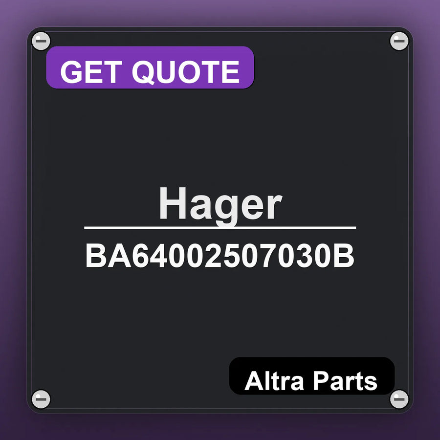 Hager BA64002507030B industrial nameplate style image – Altra Parts. GET QUOTE.