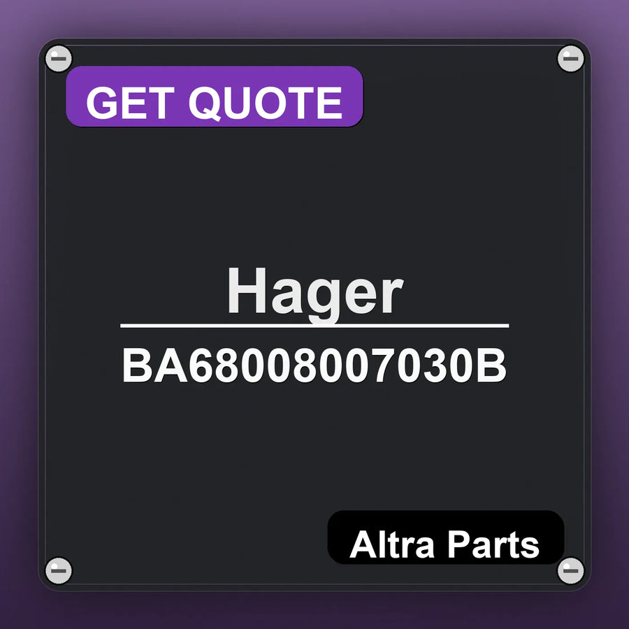 Hager BA68008007030B industrial nameplate style image – Altra Parts. GET QUOTE.