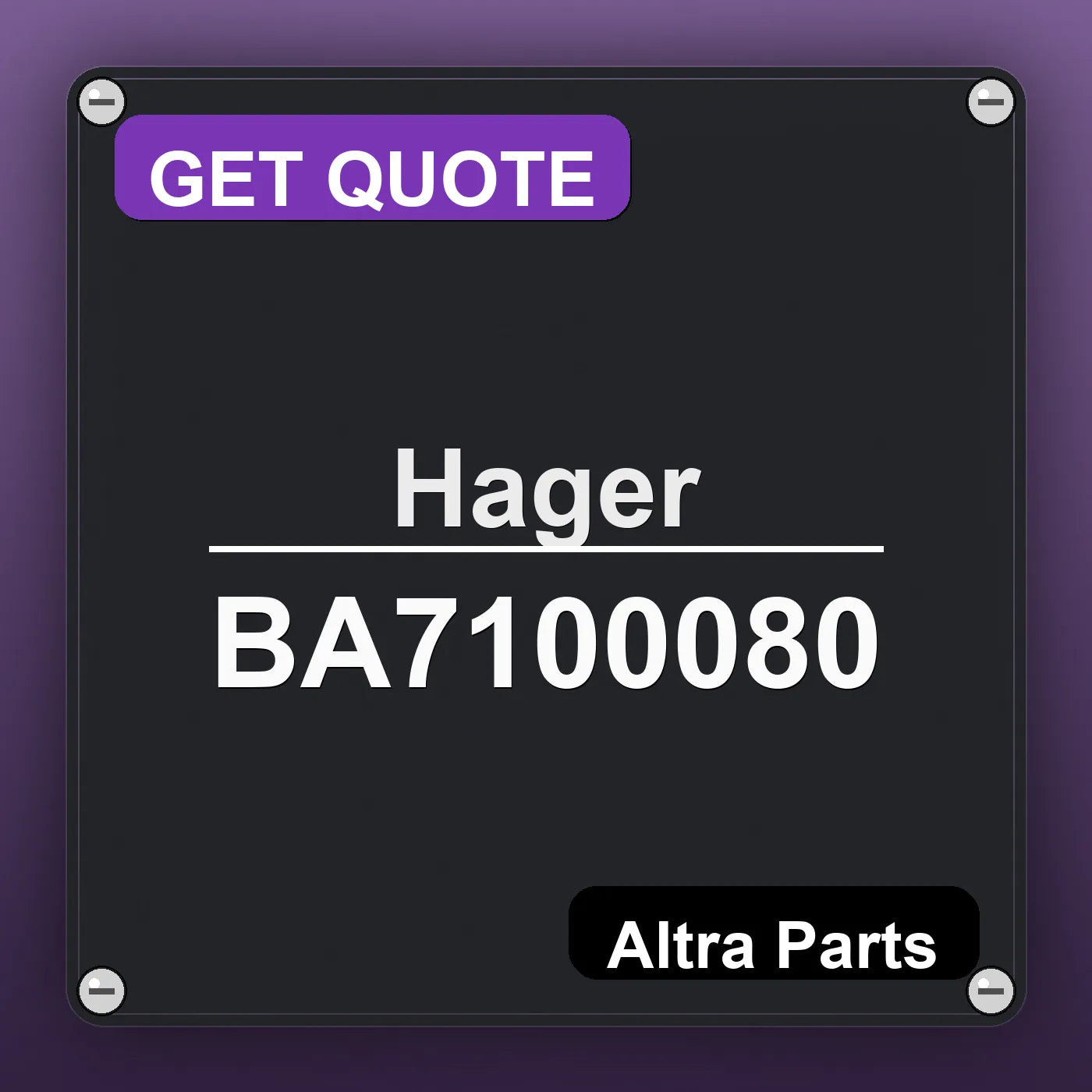 Hager BA7100080 industrial nameplate style image – Altra Parts. GET QUOTE.