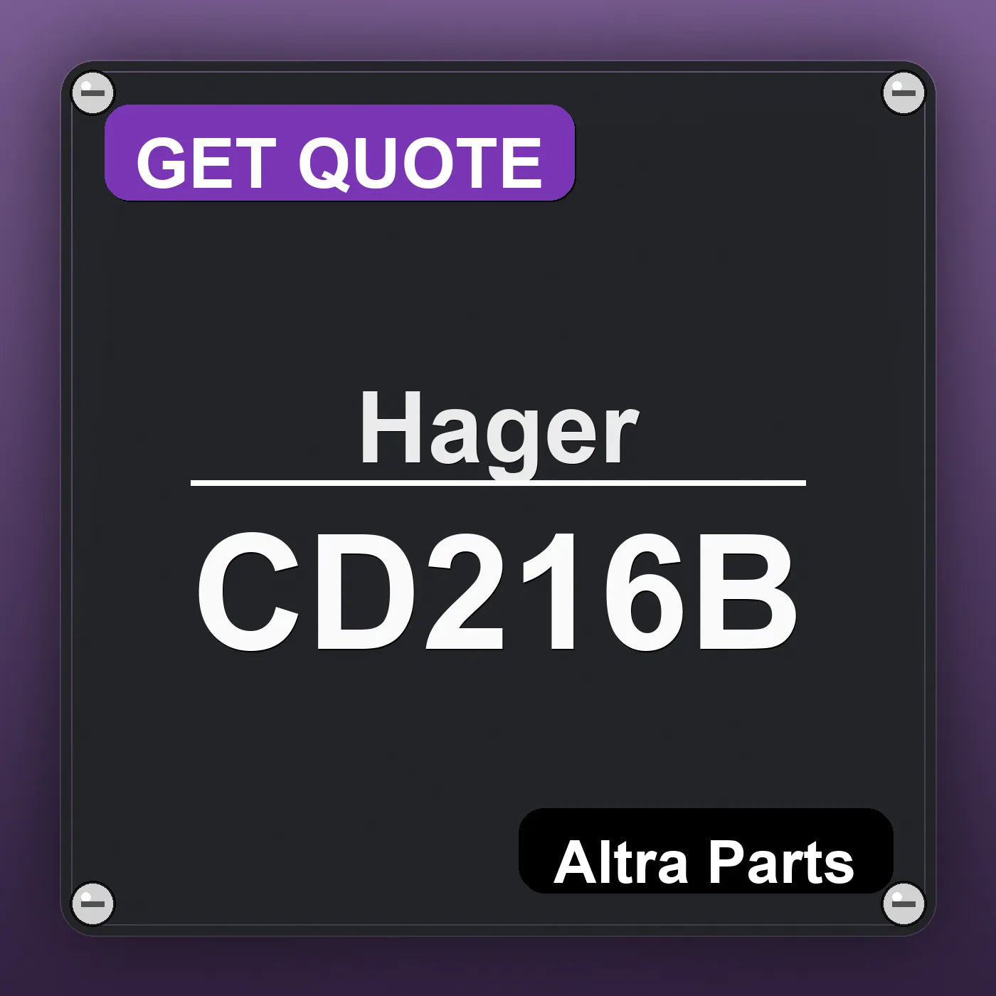 Hager CD216B industrial nameplate style image – Altra Parts. GET QUOTE.