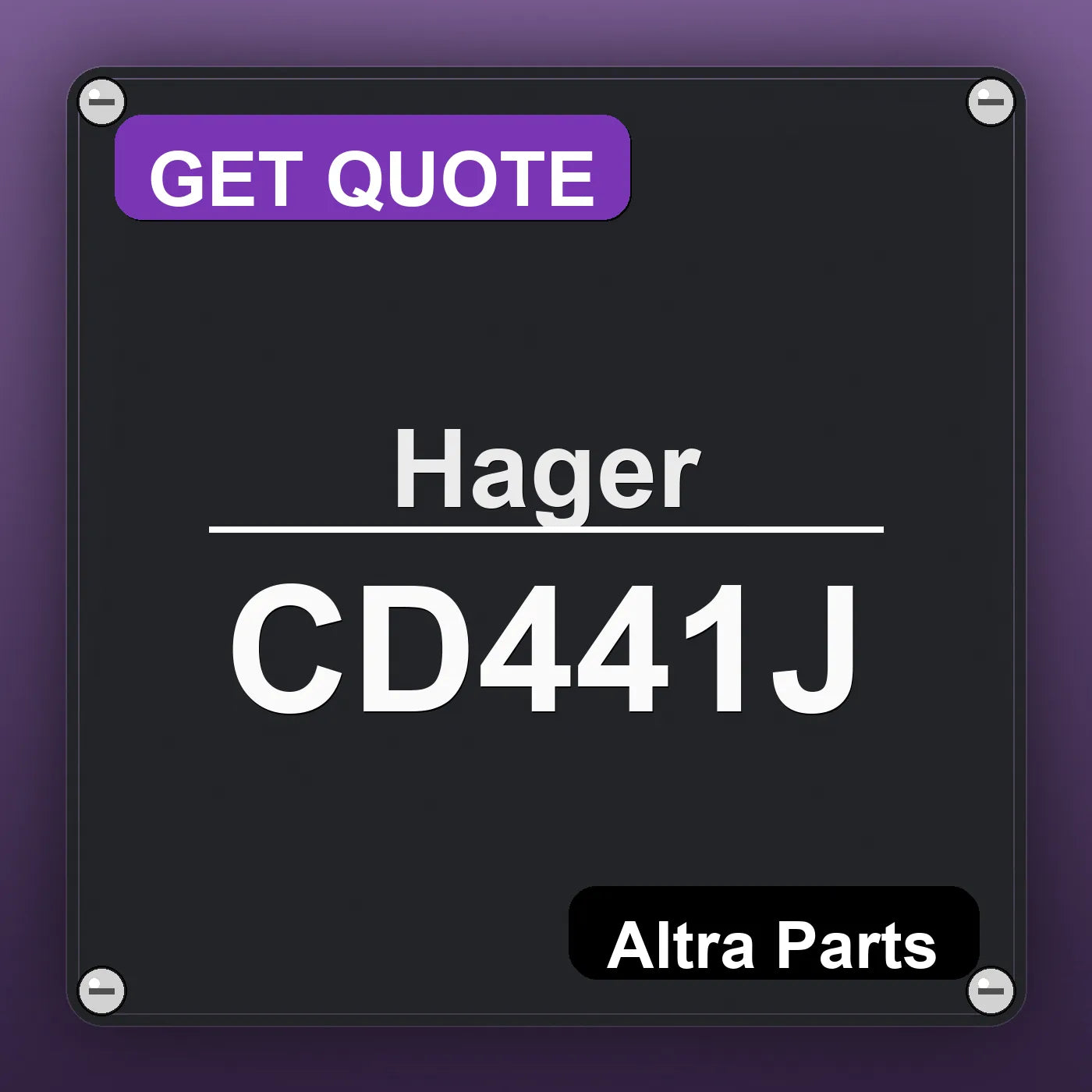 Hager CD441J industrial nameplate style image – Altra Parts. GET QUOTE.