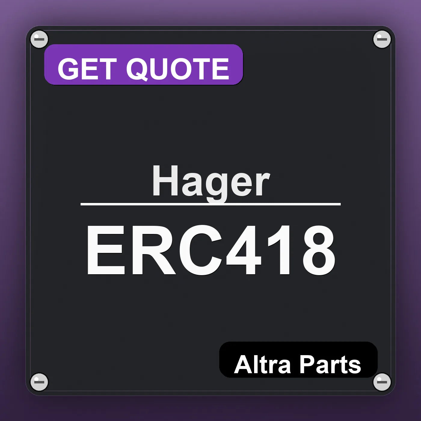 Hager ERC418 industrial nameplate style image – Altra Parts. GET QUOTE.