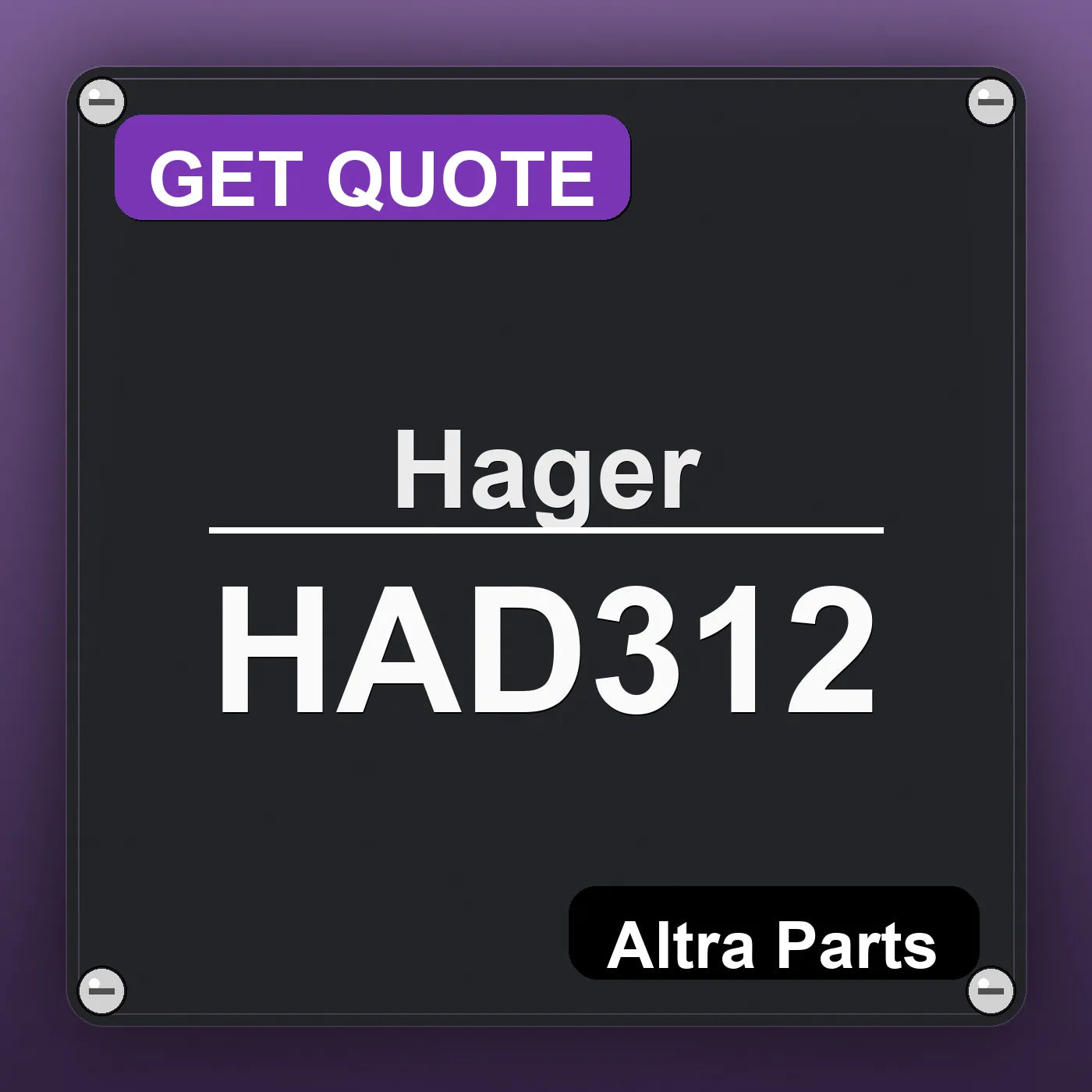 Hager HAD312 industrial nameplate style image – Altra Parts. GET QUOTE.