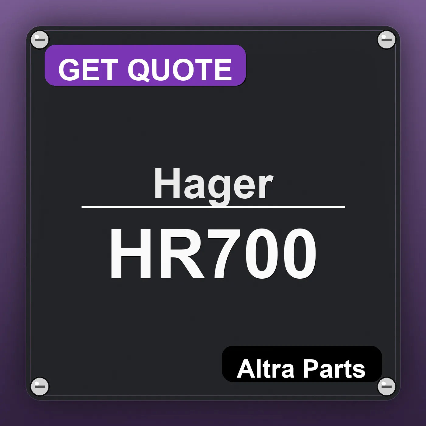 Hager HR700 industrial nameplate style image – Altra Parts. GET QUOTE.