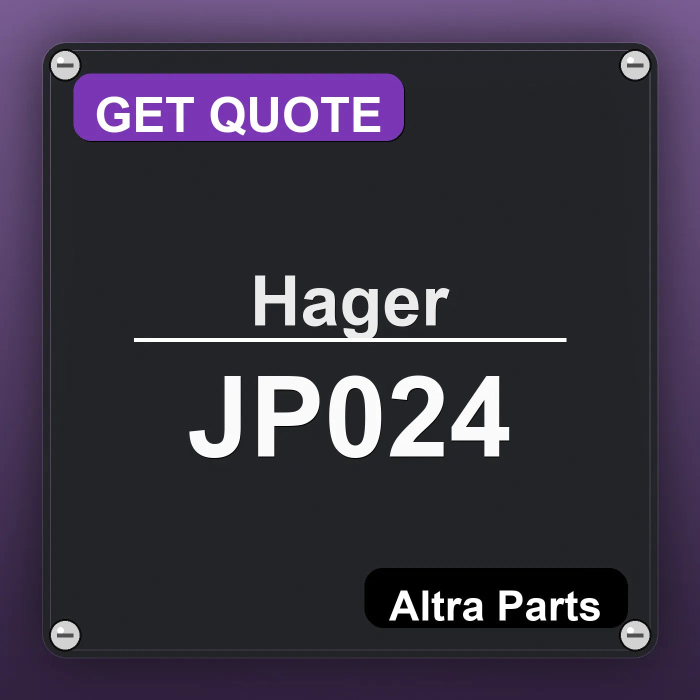 Hager JP024 industrial nameplate style image – Altra Parts. GET QUOTE.