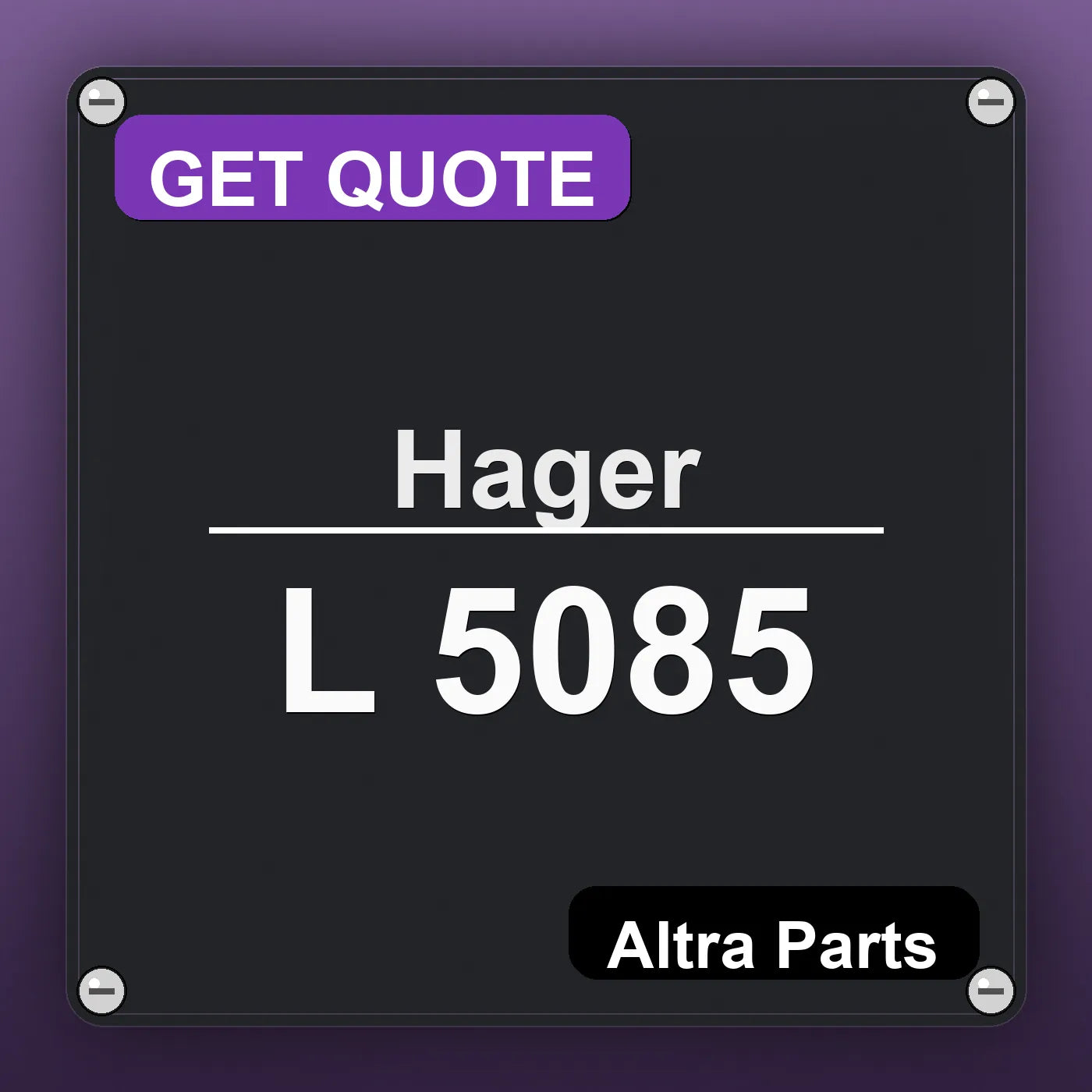 Hager L 5085 industrial nameplate style image – Altra Parts. GET QUOTE.