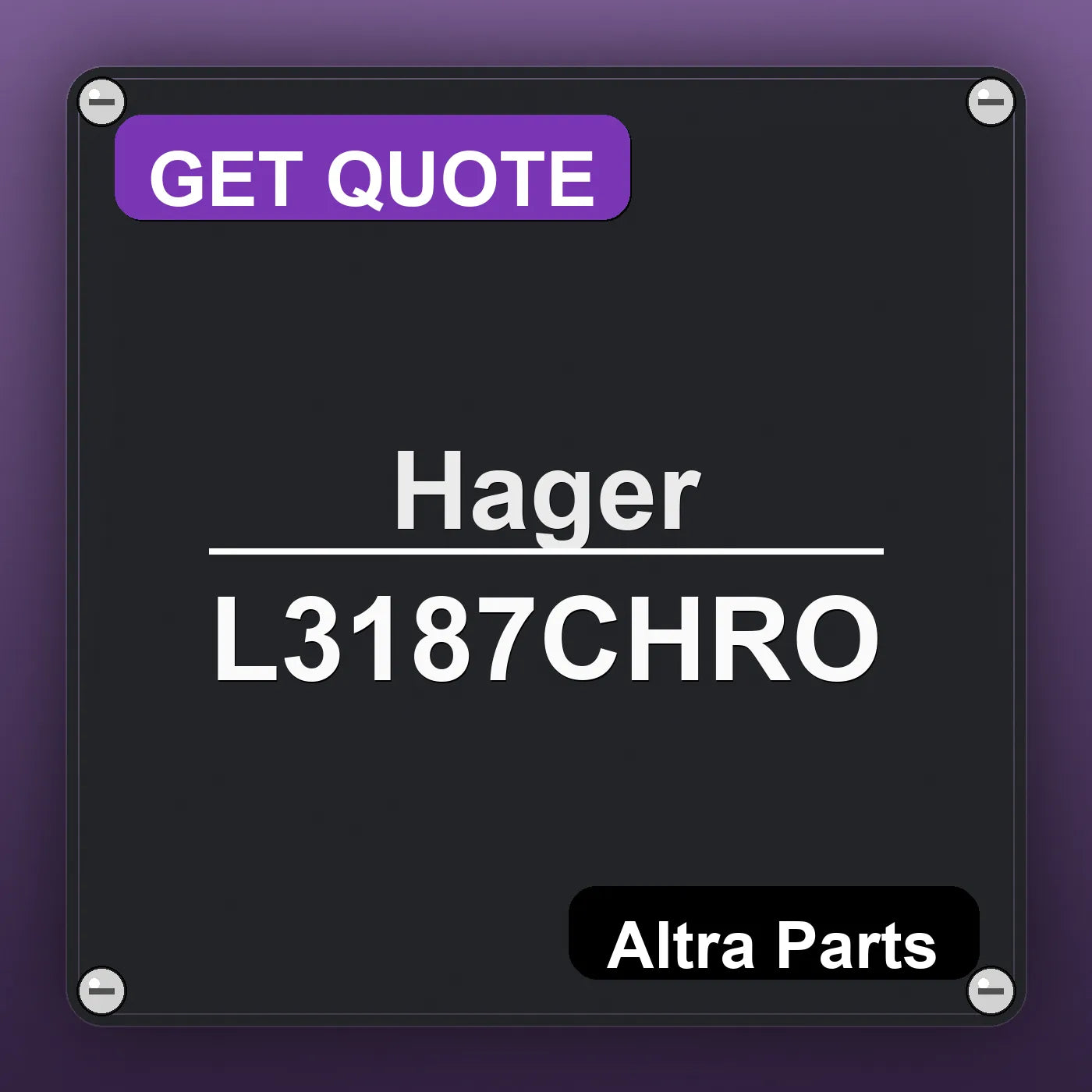 Hager L3187CHRO industrial nameplate style image – Altra Parts. GET QUOTE.