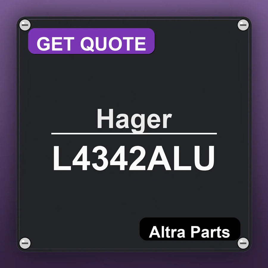 Hager L4342ALU industrial nameplate style image – Altra Parts. GET QUOTE.