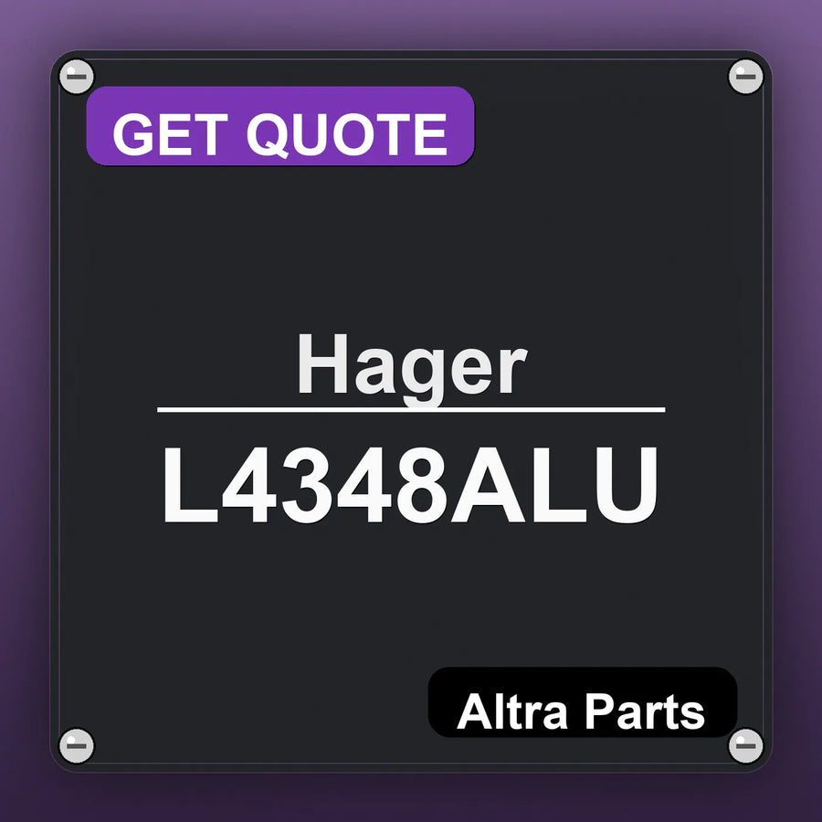 Hager L4348ALU industrial nameplate style image – Altra Parts. GET QUOTE.