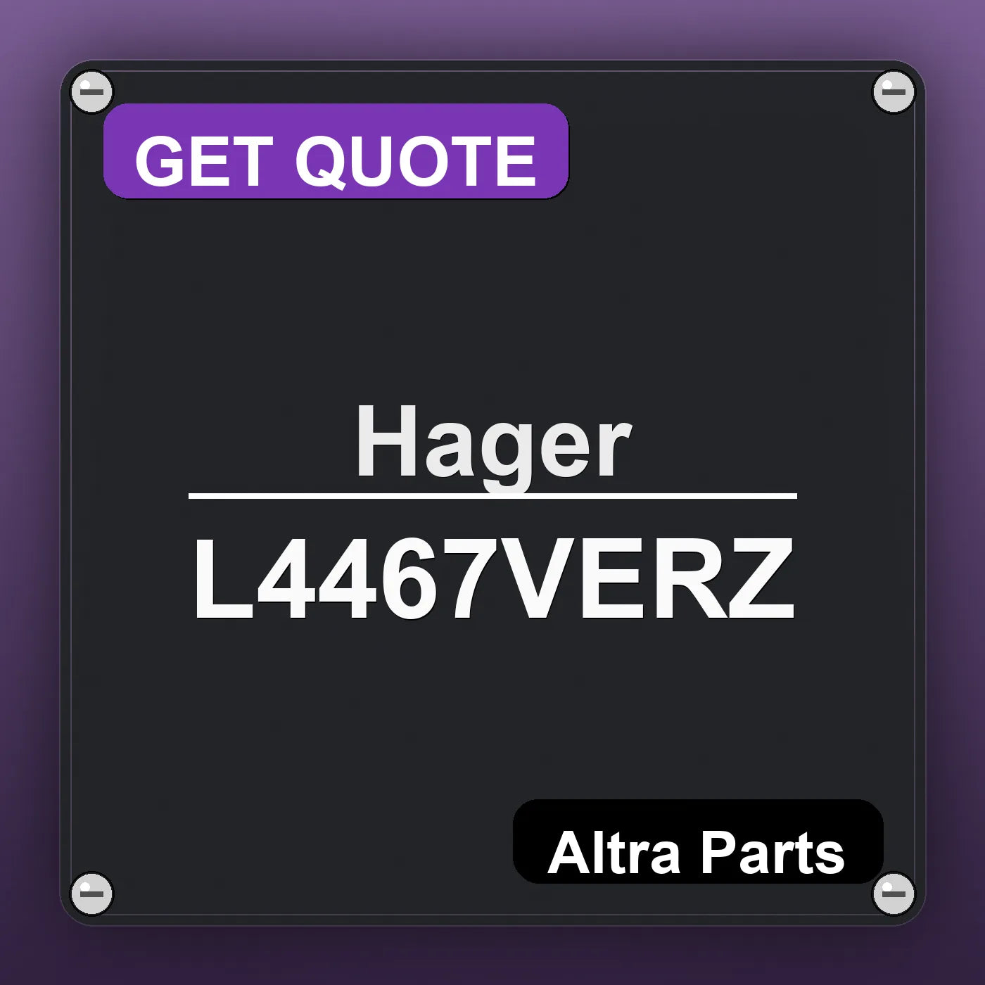 Hager L4467VERZ industrial nameplate style image – Altra Parts. GET QUOTE.