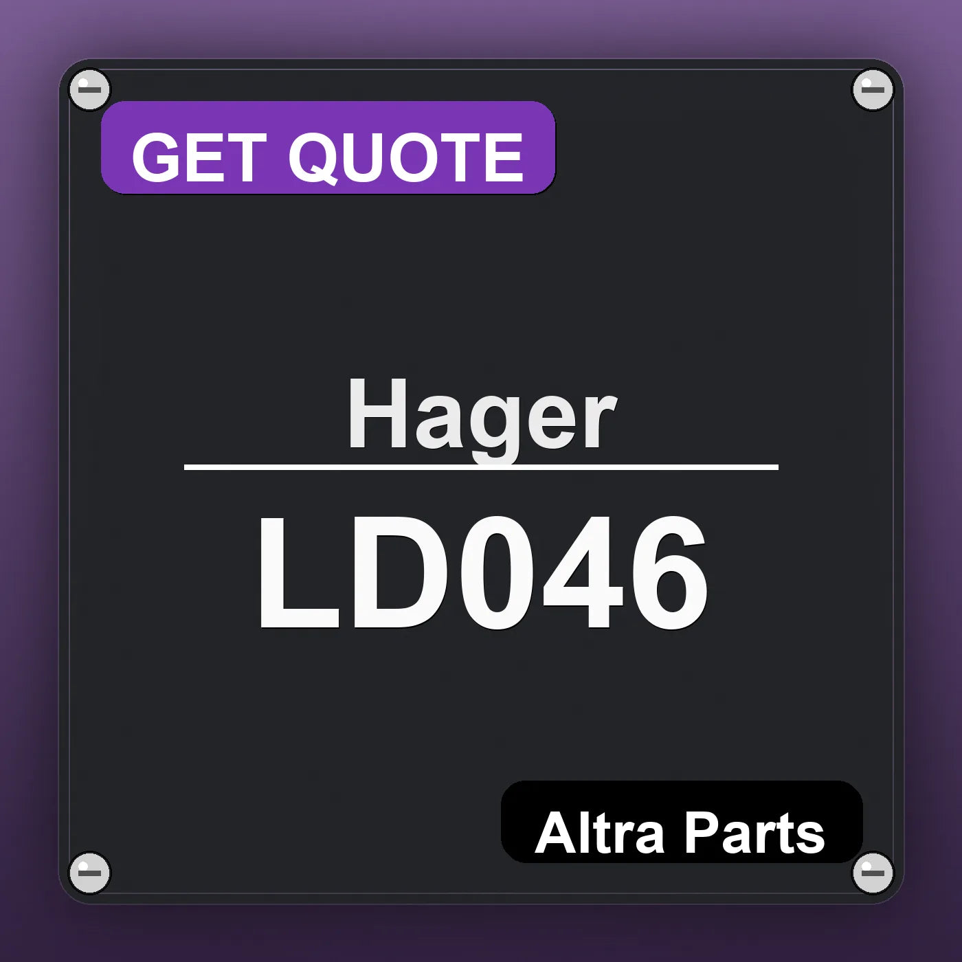 Hager LD046 industrial nameplate style image – Altra Parts. GET QUOTE.