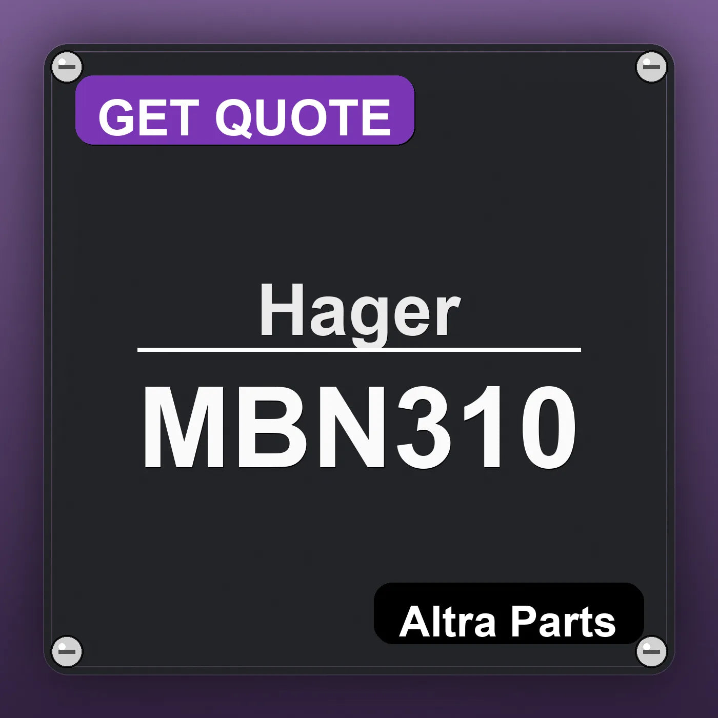 Hager MBN310 industrial nameplate style image – Altra Parts. GET QUOTE.