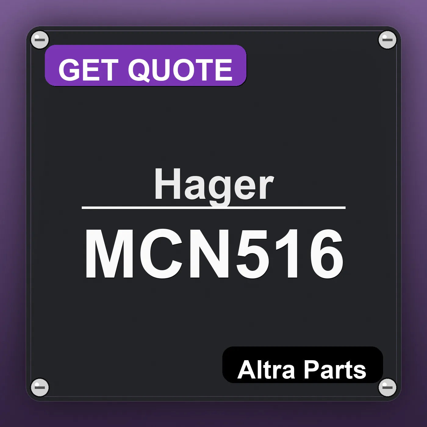 Hager MCN516 industrial nameplate style image – Altra Parts. GET QUOTE.
