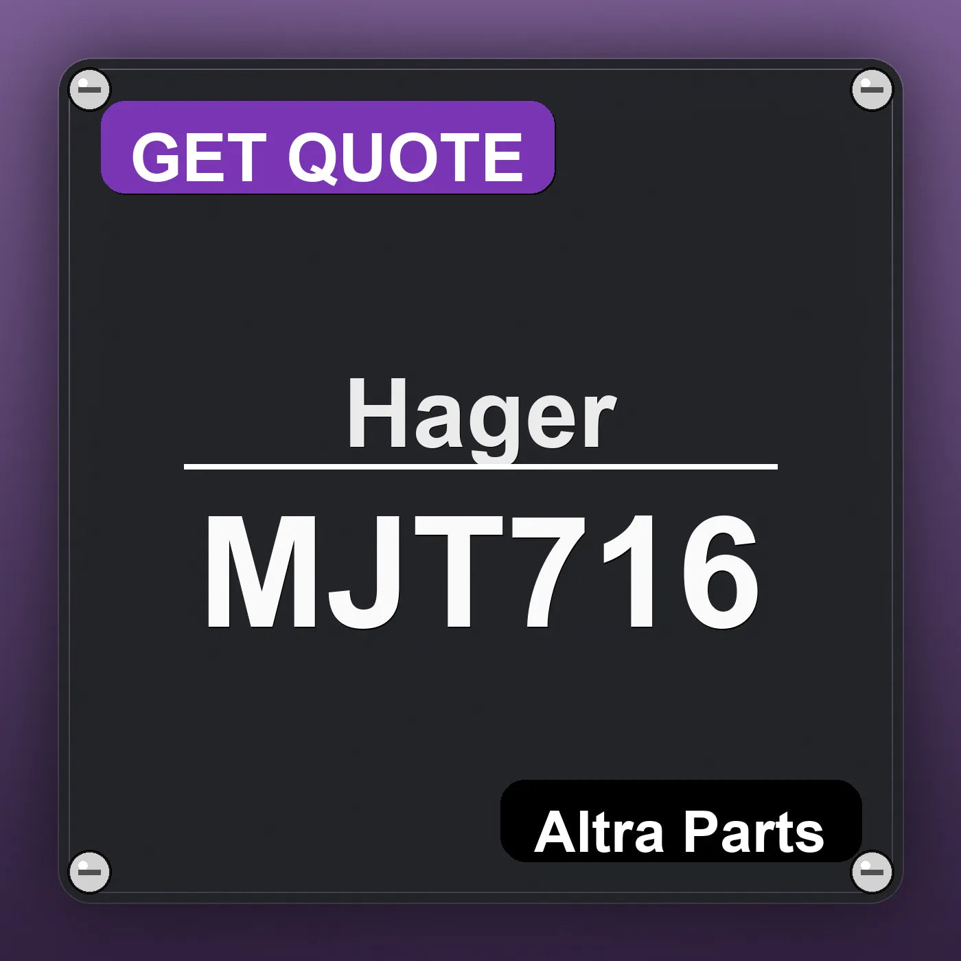 Hager MJT716 industrial nameplate style image – Altra Parts. GET QUOTE.