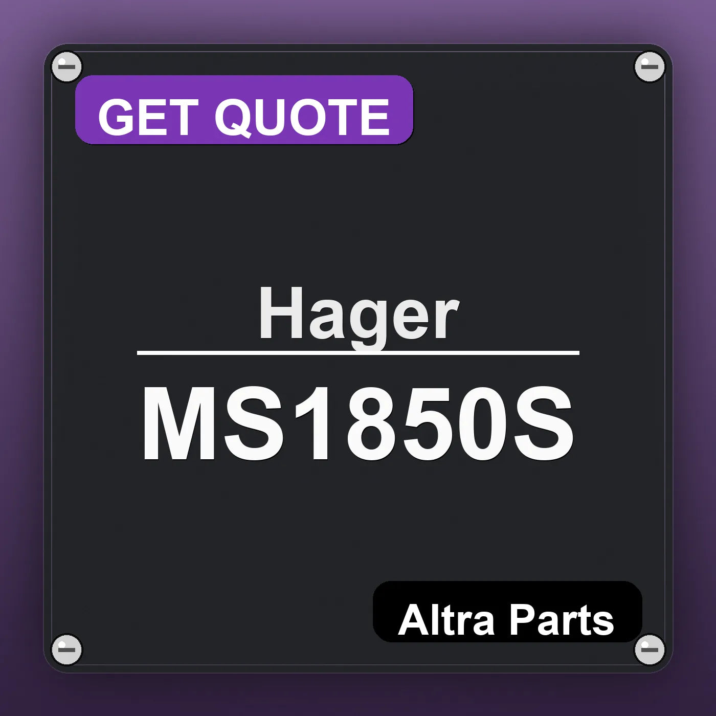 Hager MS1850S industrial nameplate style image – Altra Parts. GET QUOTE.