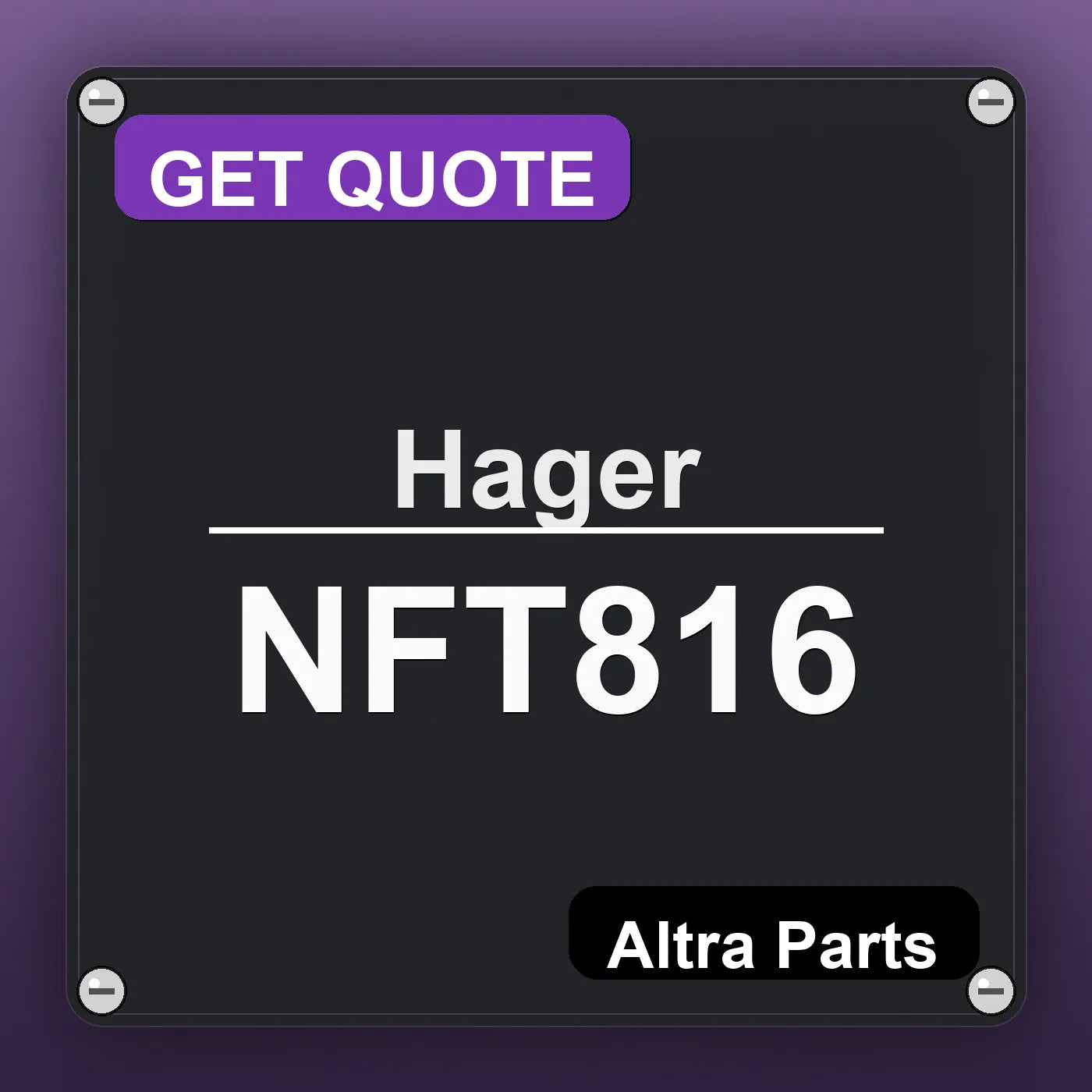 Hager NFT816 industrial nameplate style image – Altra Parts. GET QUOTE.