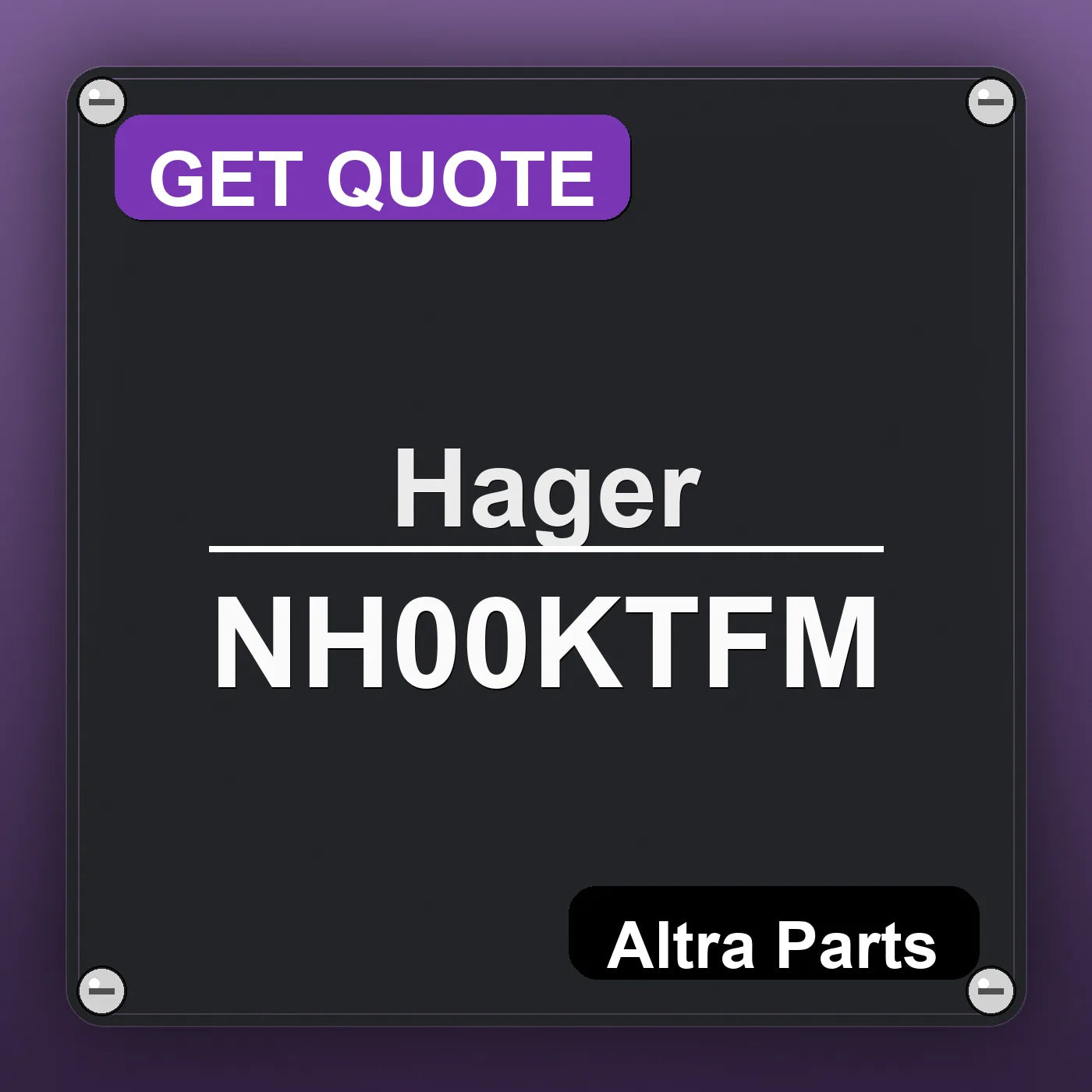 Hager NH00KTFM industrial nameplate style image – Altra Parts. GET QUOTE.