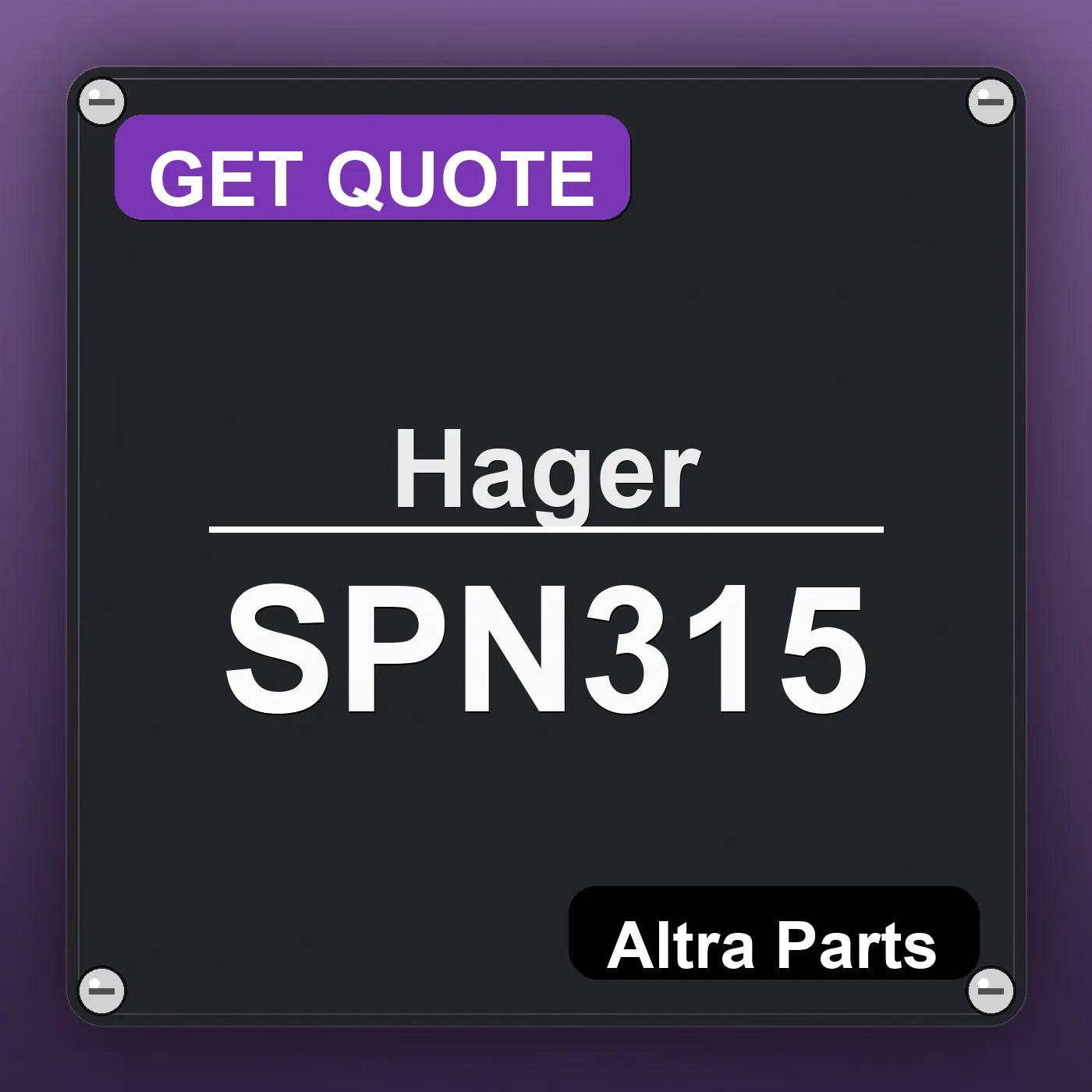 Hager SPN315 industrial nameplate style image – Altra Parts. GET QUOTE.