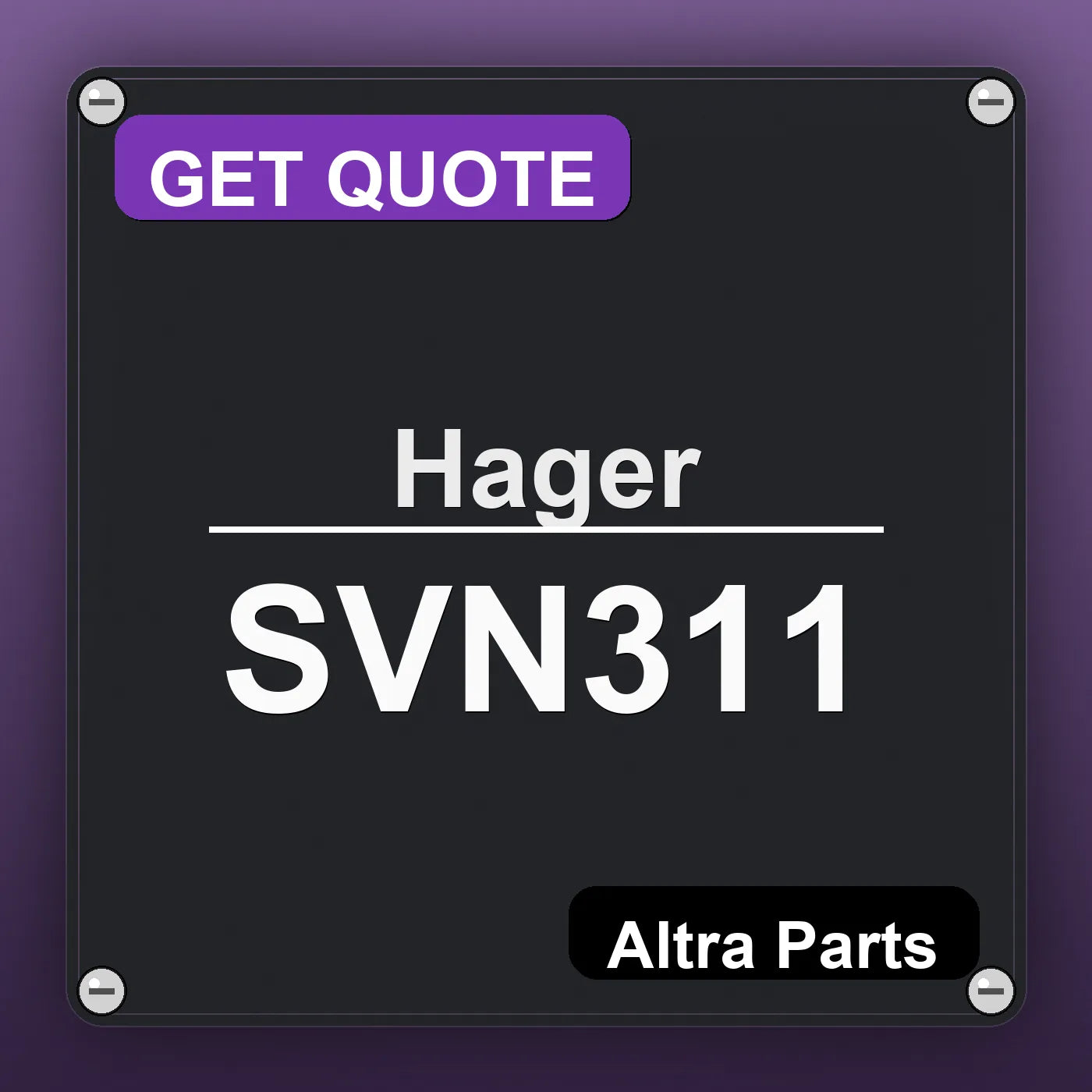 Hager SVN311 industrial nameplate style image – Altra Parts. GET QUOTE.