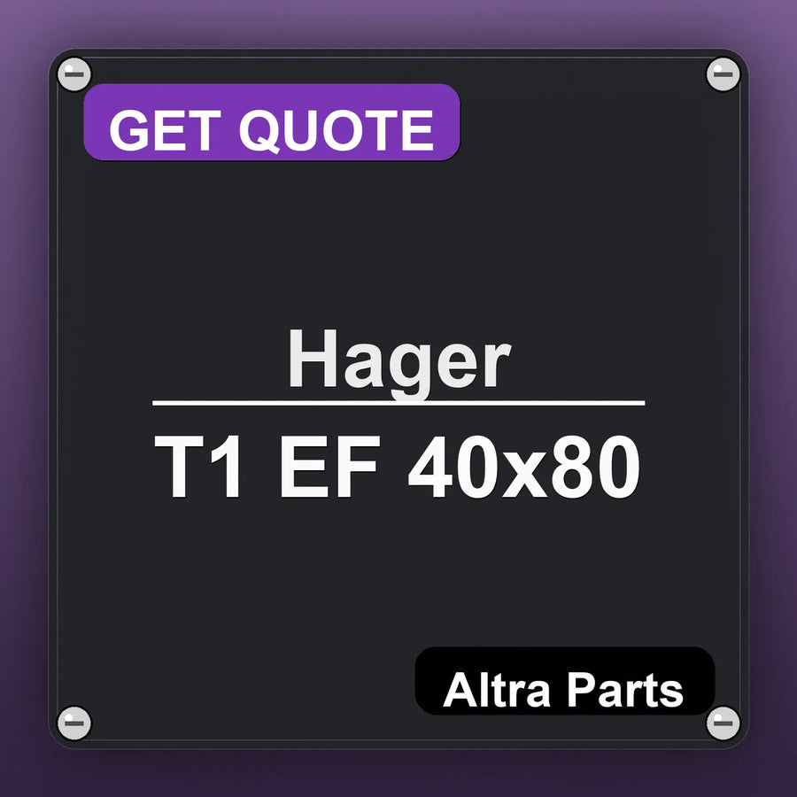 Hager T1 EF 40x80 industrial nameplate style image – Altra Parts. GET QUOTE.