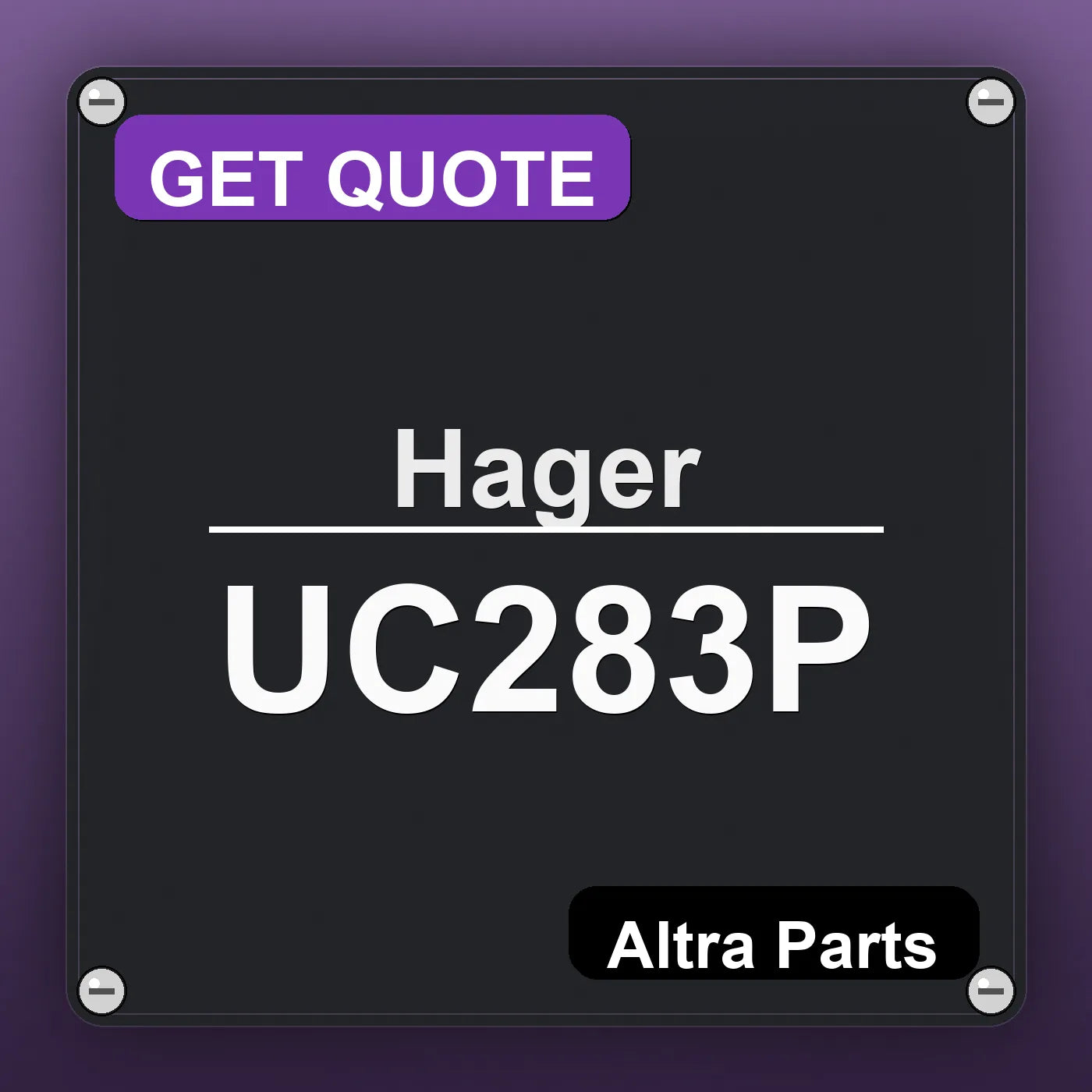 Hager UC283P industrial nameplate style image – Altra Parts. GET QUOTE.