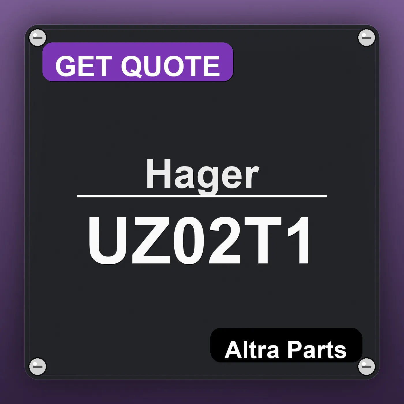 Hager UZ02T1 industrial nameplate style image – Altra Parts. GET QUOTE.