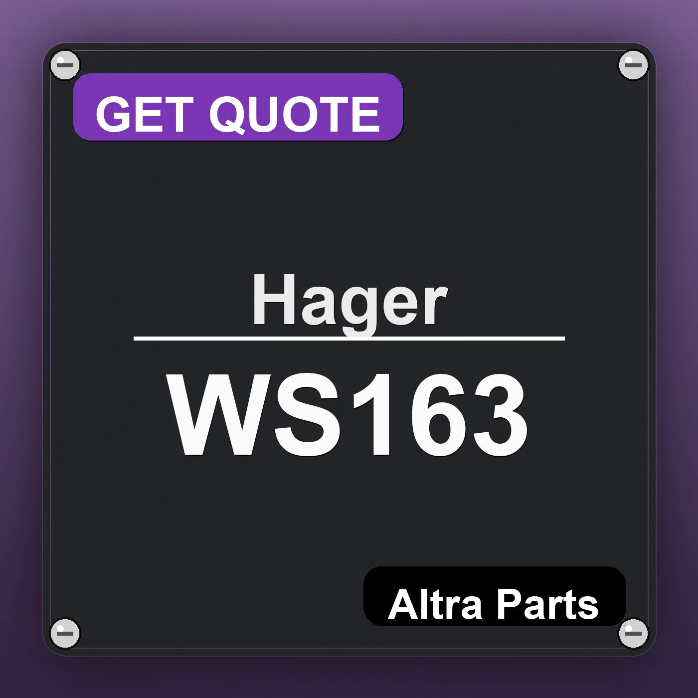 Hager WS163 industrial nameplate style image – Altra Parts. GET QUOTE.