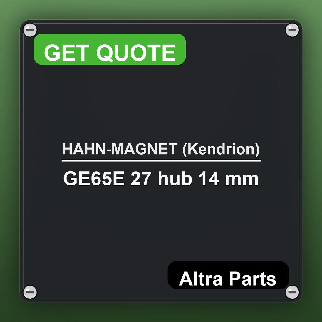 HAHN-MAGNET (Kendrion) GE65E 27 hub 14 mm industrial nameplate style image – Altra Parts. GET QUOTE.