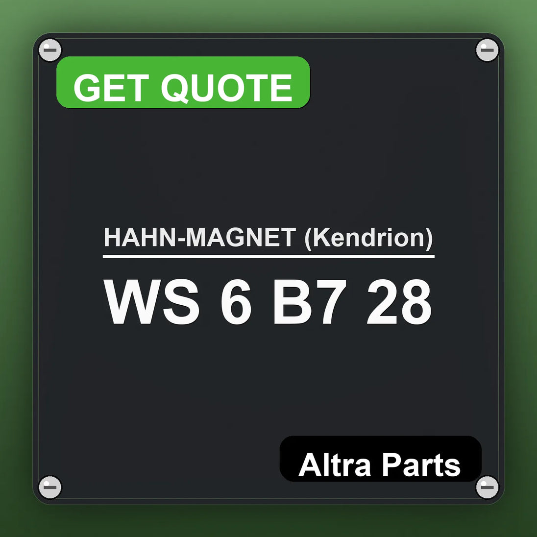 HAHN-MAGNET (Kendrion) WS 6 B7 28 industrial nameplate style image – Altra Parts. GET QUOTE.