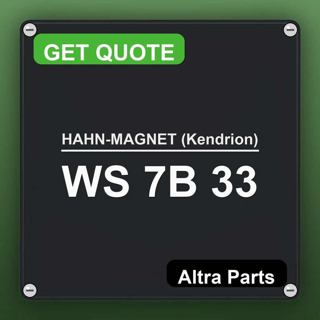 HAHN-MAGNET (Kendrion) WS 7B 33 industrial nameplate style image – Altra Parts. GET QUOTE.