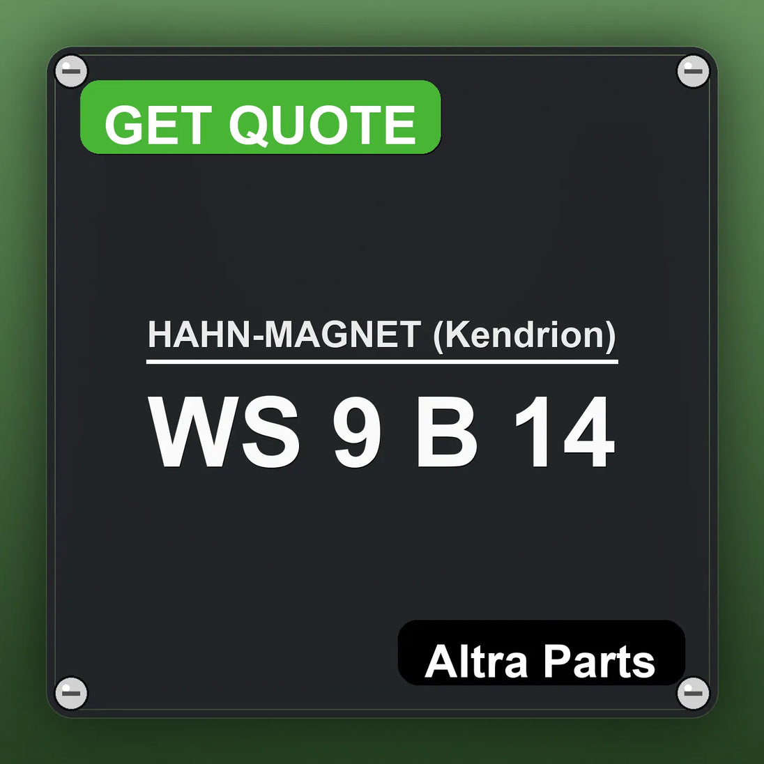 HAHN-MAGNET (Kendrion) WS 9 B 14 industrial nameplate style image – Altra Parts. GET QUOTE.